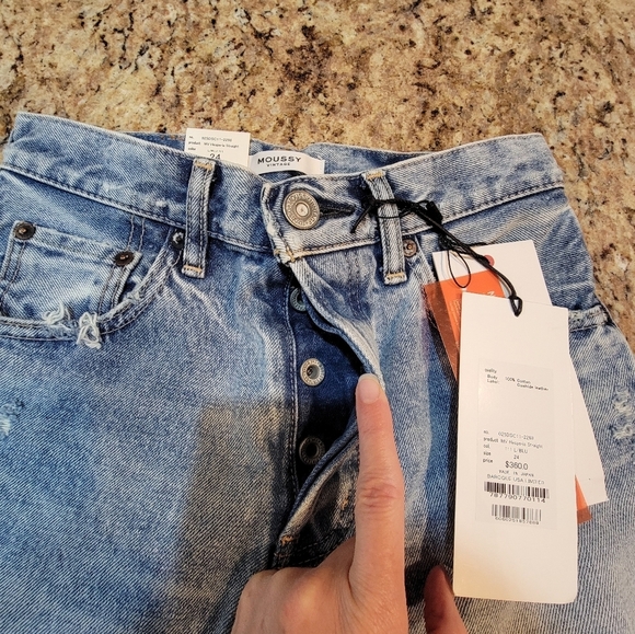 Moussy MV Hesperia Straight Distressed Blue Women's 24 NWT - Picture 8 of 11